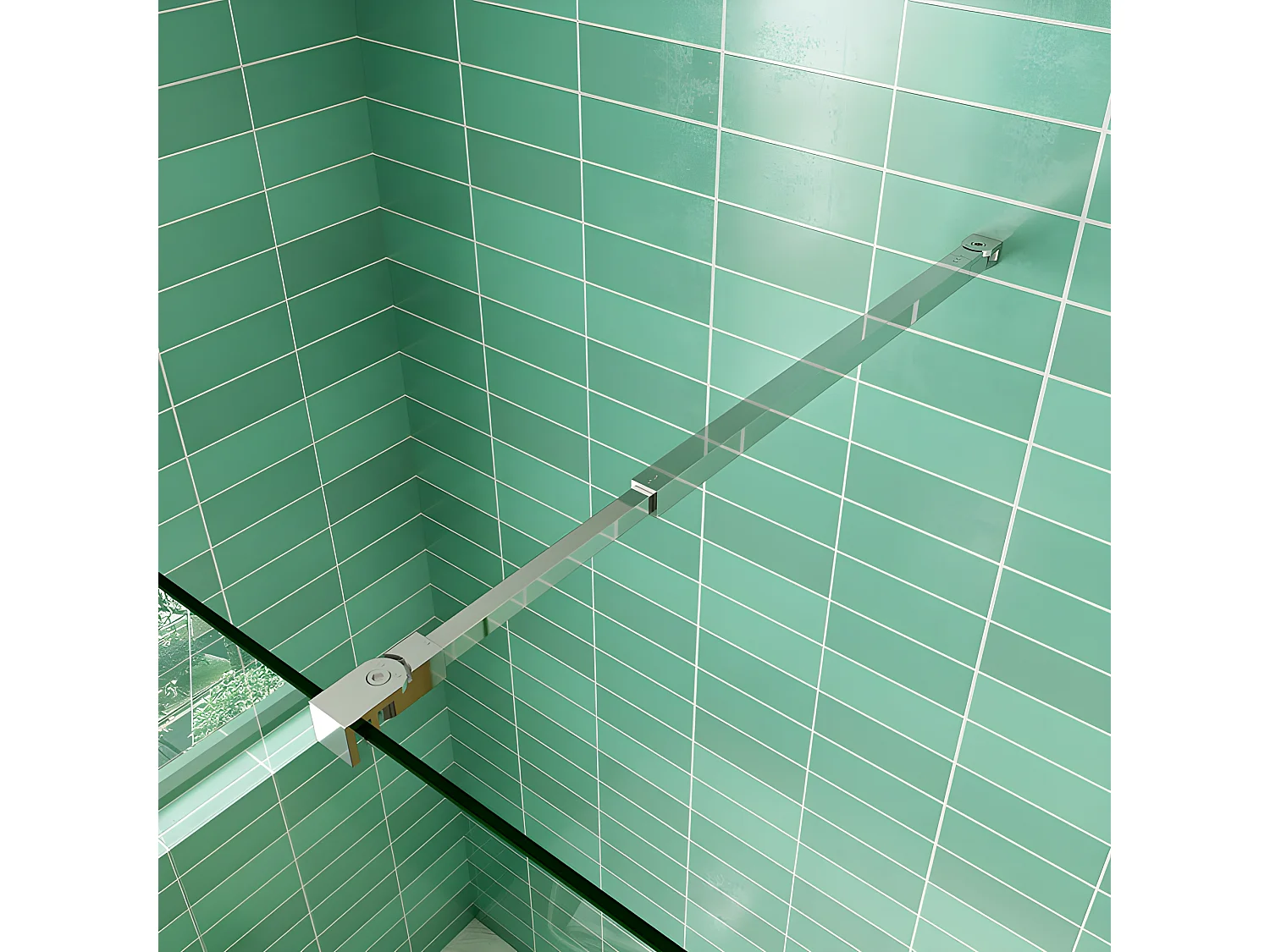 Paroi de douche à l'italienne 110x200cm avec retour pivotant 50x200cm - Verre securit - Avec barre de fixation 73-120cm en carré