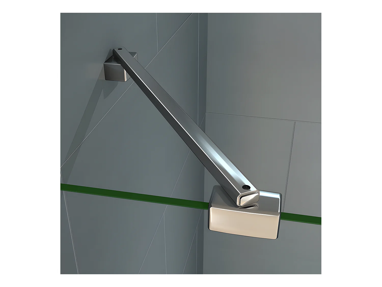 Paroi de douche à l'italienne 40+30x200cm avec retour pivotant - Verre 8mm trempé - Avec barre de fixation d'angle 45cm