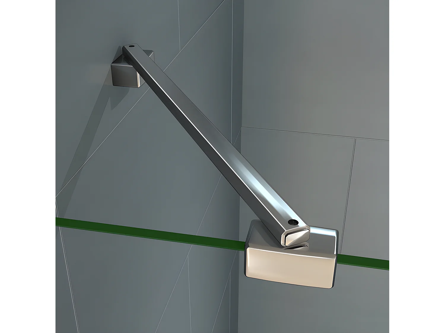 Paroi de douche à l'italienne 40+30x200cm avec retour pivotant - Verre 8mm trempé - Avec barre de fixation d'angle 45cm