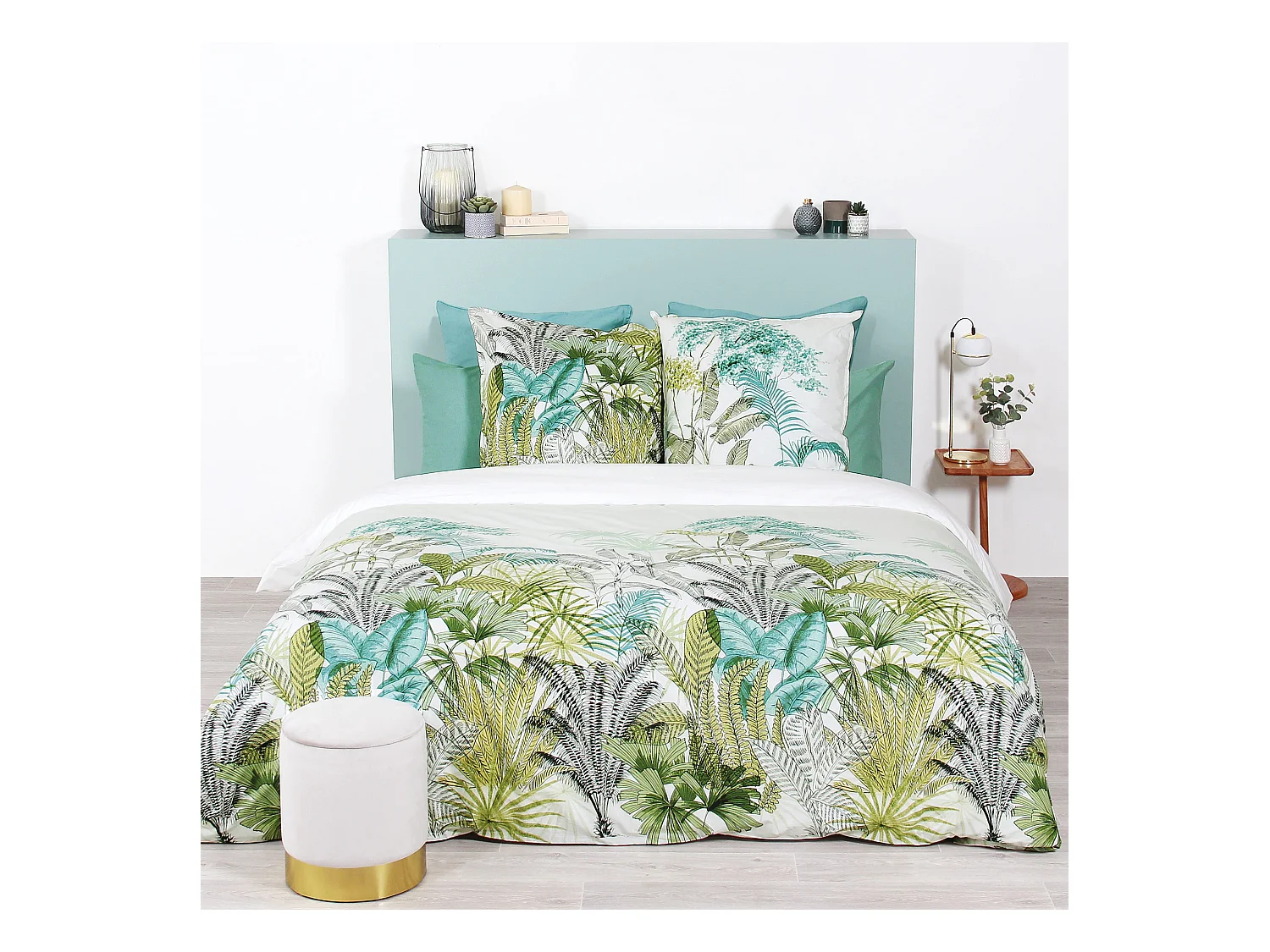 Parure de lit 240x220 cm percale de coton BALISIA Vert