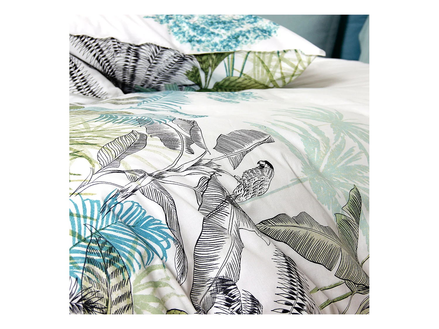 Parure de lit 240x220 cm percale de coton BALISIA Vert