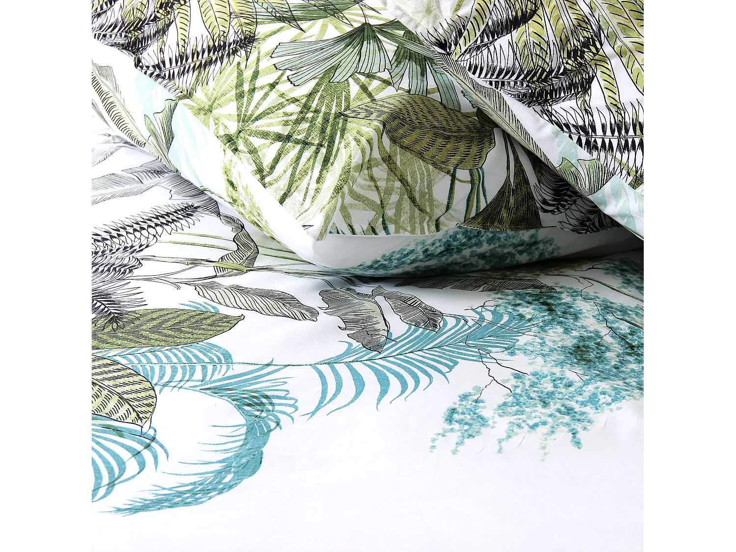 Parure de lit 240x220 cm percale de coton BALISIA Vert