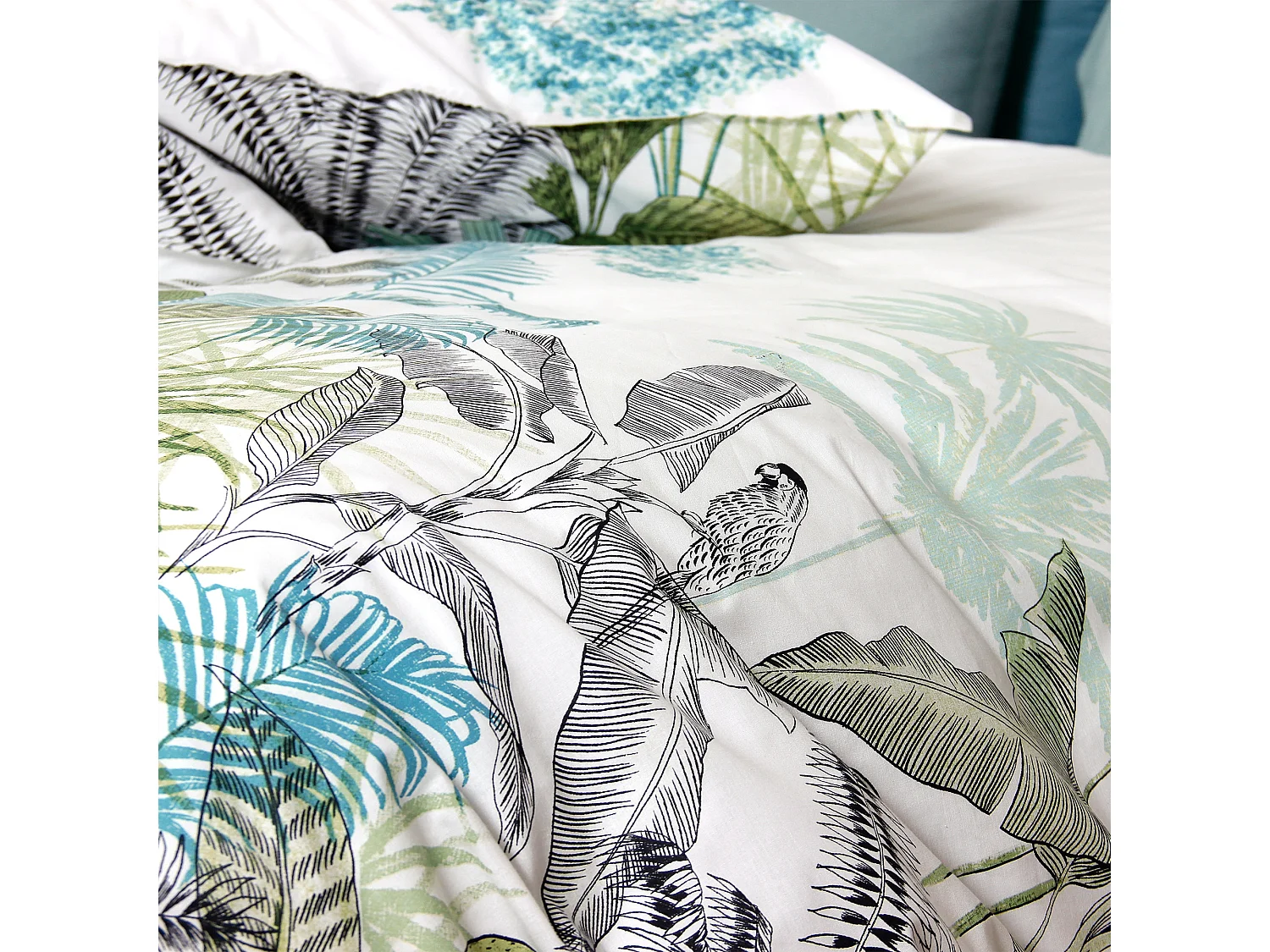 Parure de lit 240x220 cm percale de coton BALISIA Vert