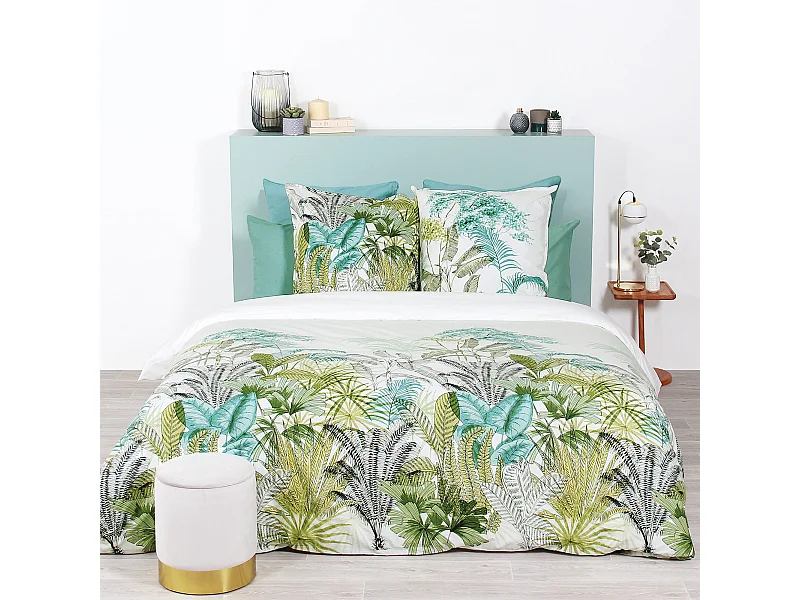 Parure de lit 240x220 cm percale de coton BALISIA Vert