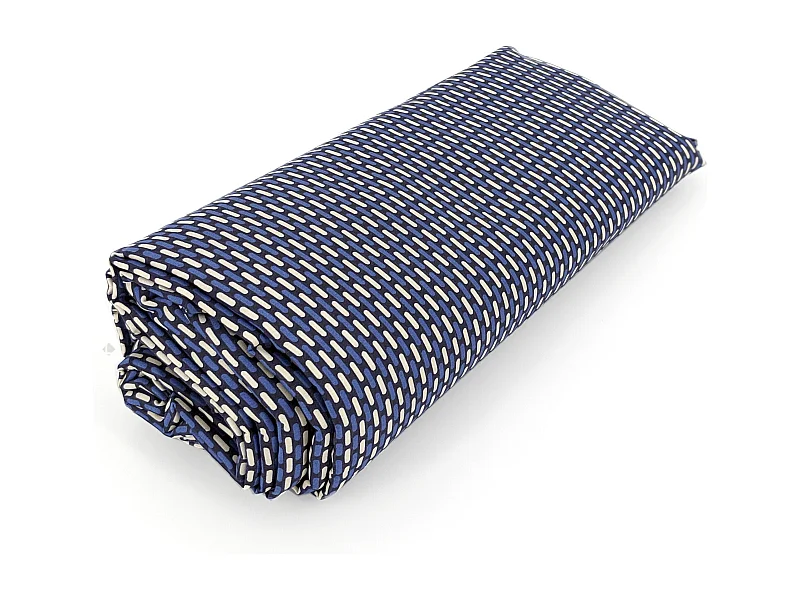 Drap housse imprimé 90x190 cm satin de coton ENZO bleu