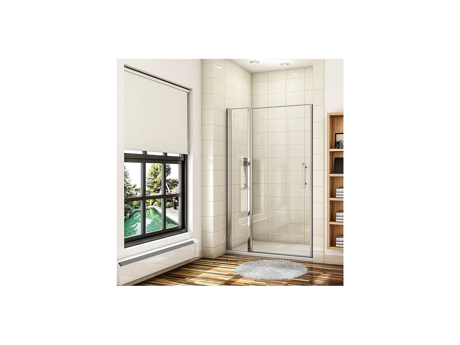 Porte de douche pivotante en 6mm verre securit anticalcaire porte de douche 106cm avec 1 élément fixe Hauteur 187cm