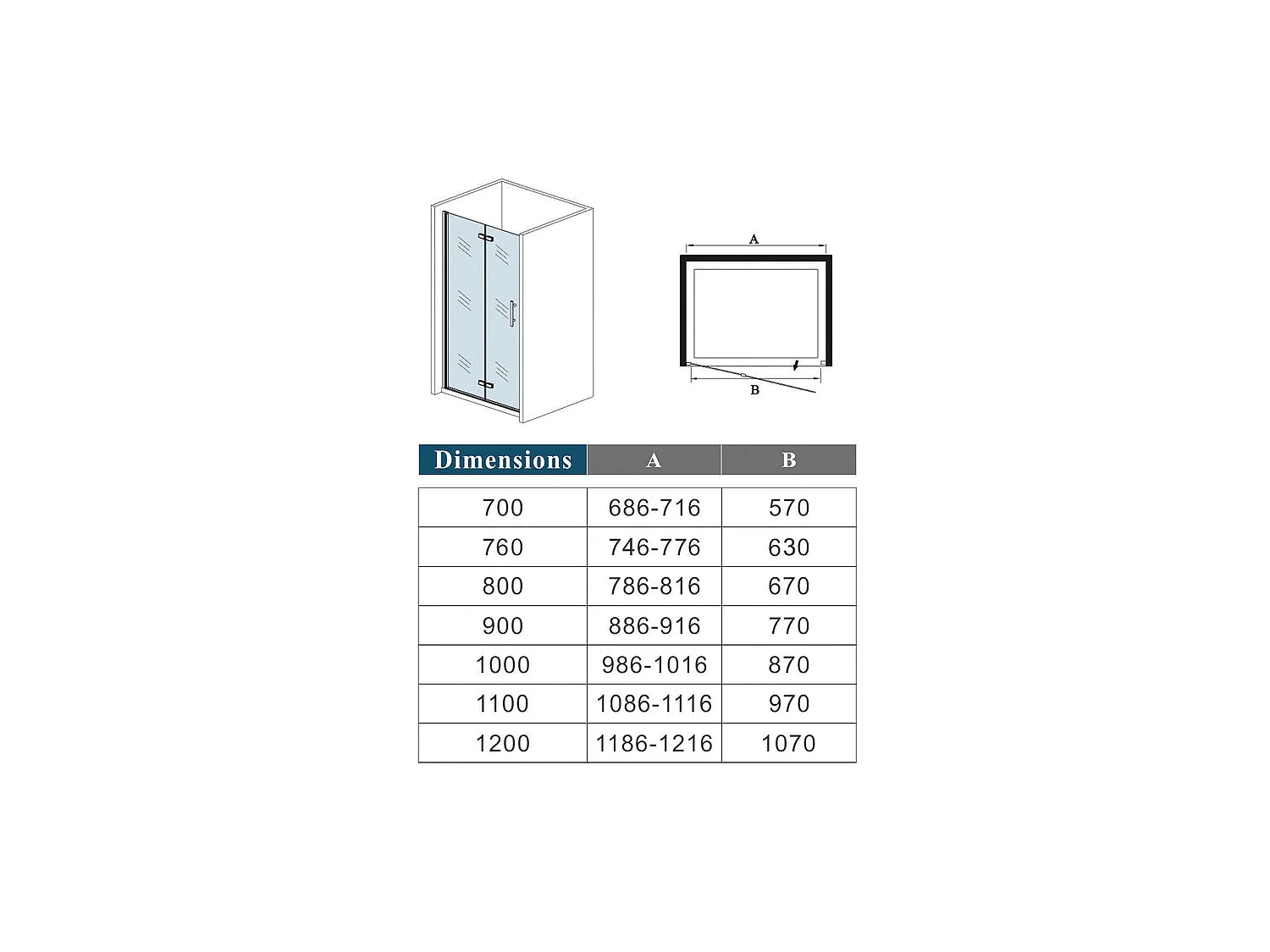 Porte de douche 80x185cm avec receveur de douche blanc 80x70x3cm, porte de douche pivotante et pliante en verre securit anticalcaire