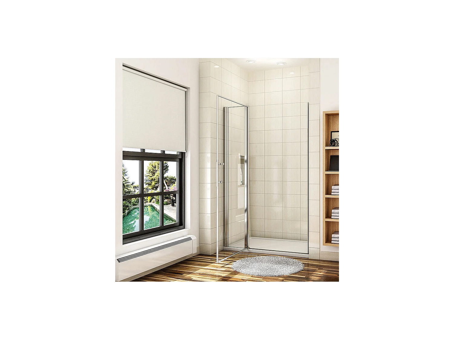 Draaibare douchedeur in 6mm antikalk veiligheidsglas douchedeur 120cm met 1 vast element Hoogte 187cm