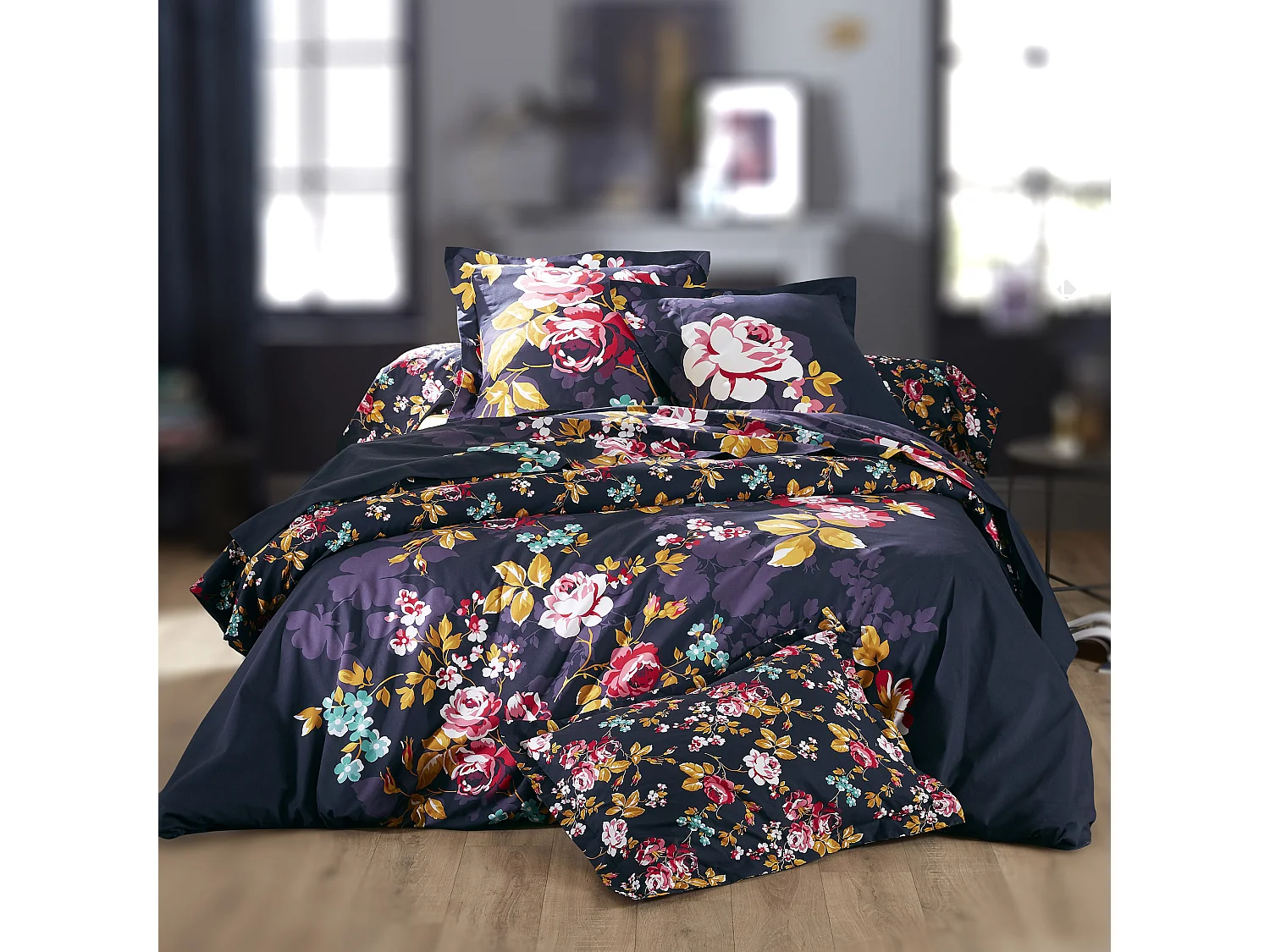 Housse de couette 140x200 cm coton OBSESSION violet Figue avec impression fixé-lavé