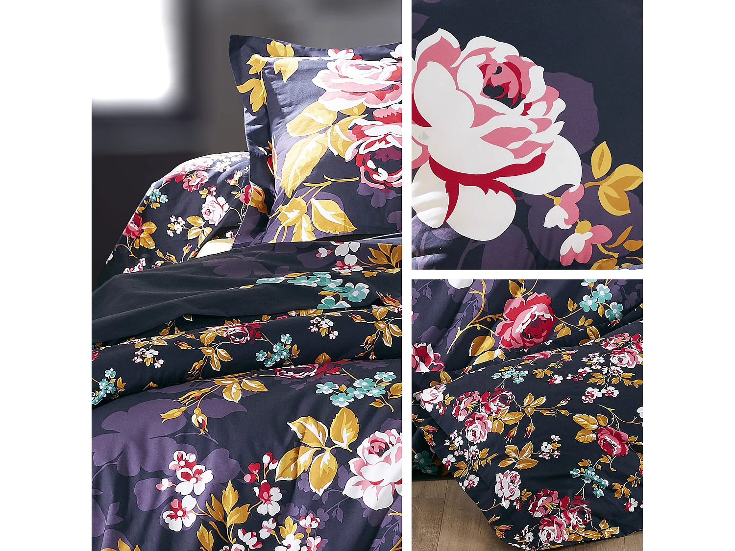 Housse de couette 140x200 cm coton OBSESSION violet Figue avec impression fixé-lavé