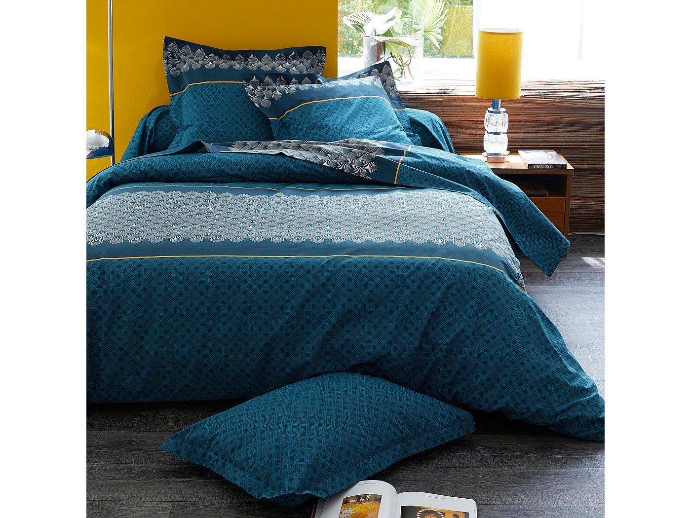 Awebest Lot de 2 housses de coussin brodées bleu marine de