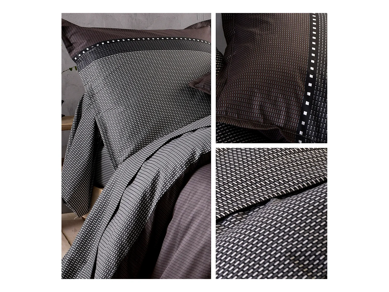 Housse de couette 280x240 cm satin de coton ENZO noir