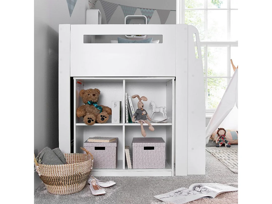 Lacy White Storage Mid Sleeper Bed And Spring Mattress