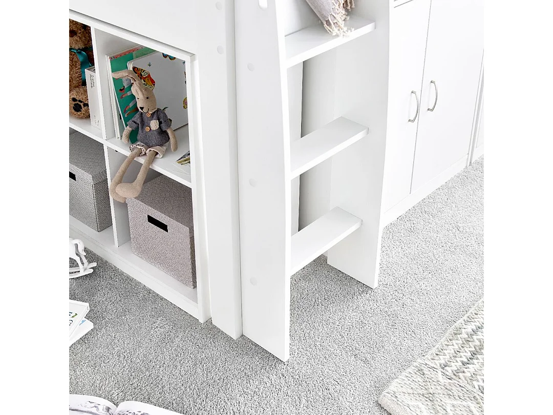 Lacy White Storage Mid Sleeper Bed And Spring Mattress