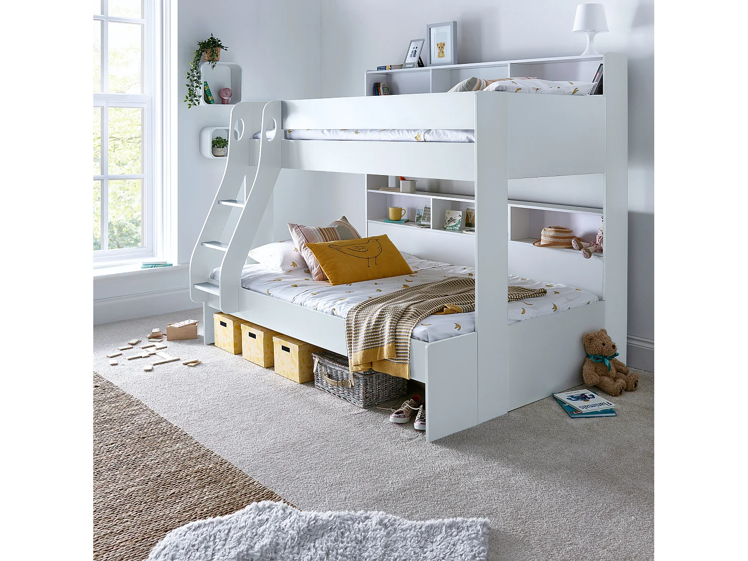 Oliver White Triple Sleeper Storage Bunk Bed Without Drawer