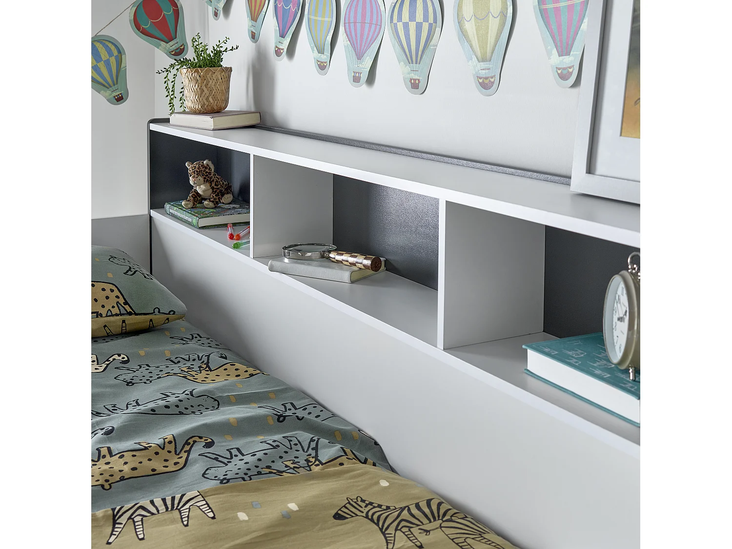 Oliver Grey and White Storage Bunk Bed Without Drawer