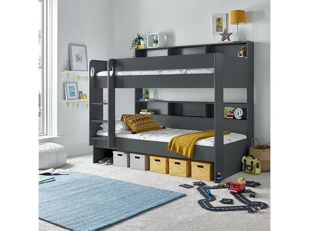 Oliver Onyx Grey Storage Bunk Bed With Drawer