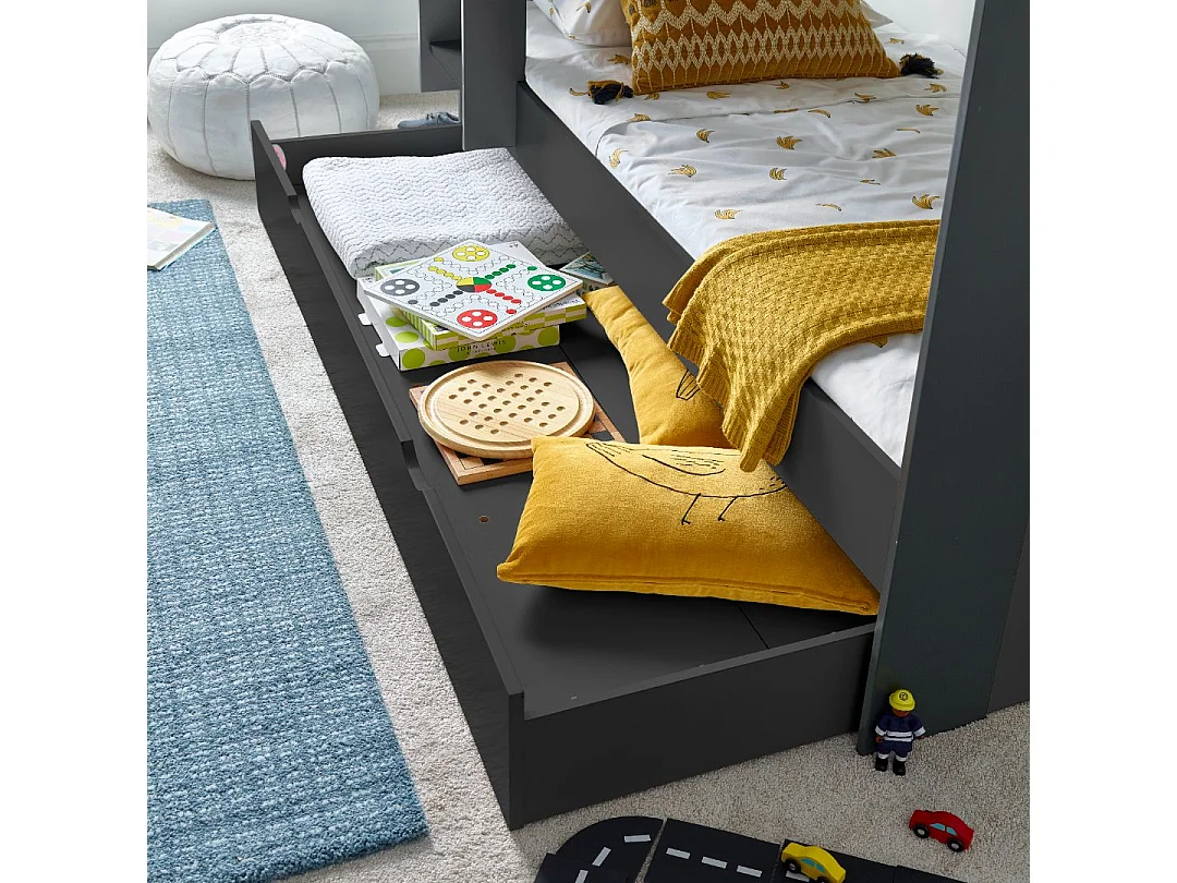 Oliver Onyx Grey Storage Bunk Bed With Drawer