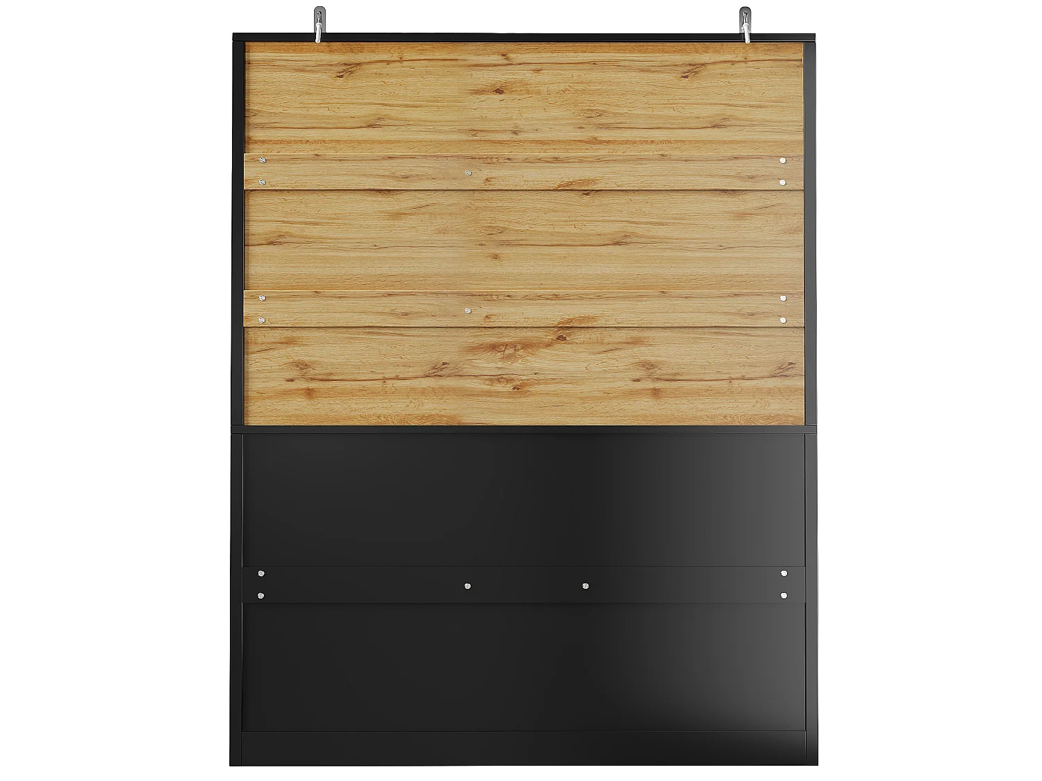 Vitrine haute noire 140 cm, avec tiroirs, portes vitrées et rangements, buffet design scandinave