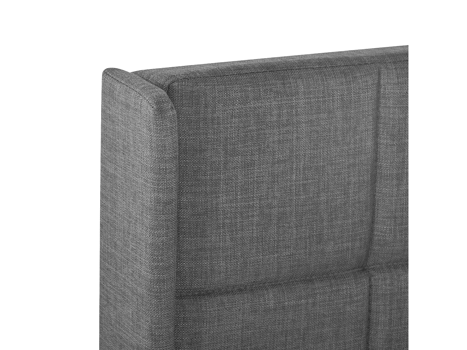 Lit double 140x200 lin gris, tête capitonnée, sommier lattes, lit adulte