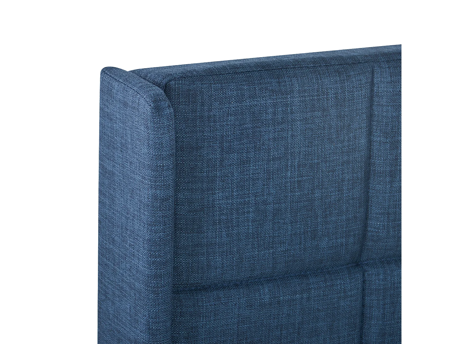 Lit complet 140x200 lin bleu, capitonné, sommier lattes, matelas ressorts inclus, 2 places