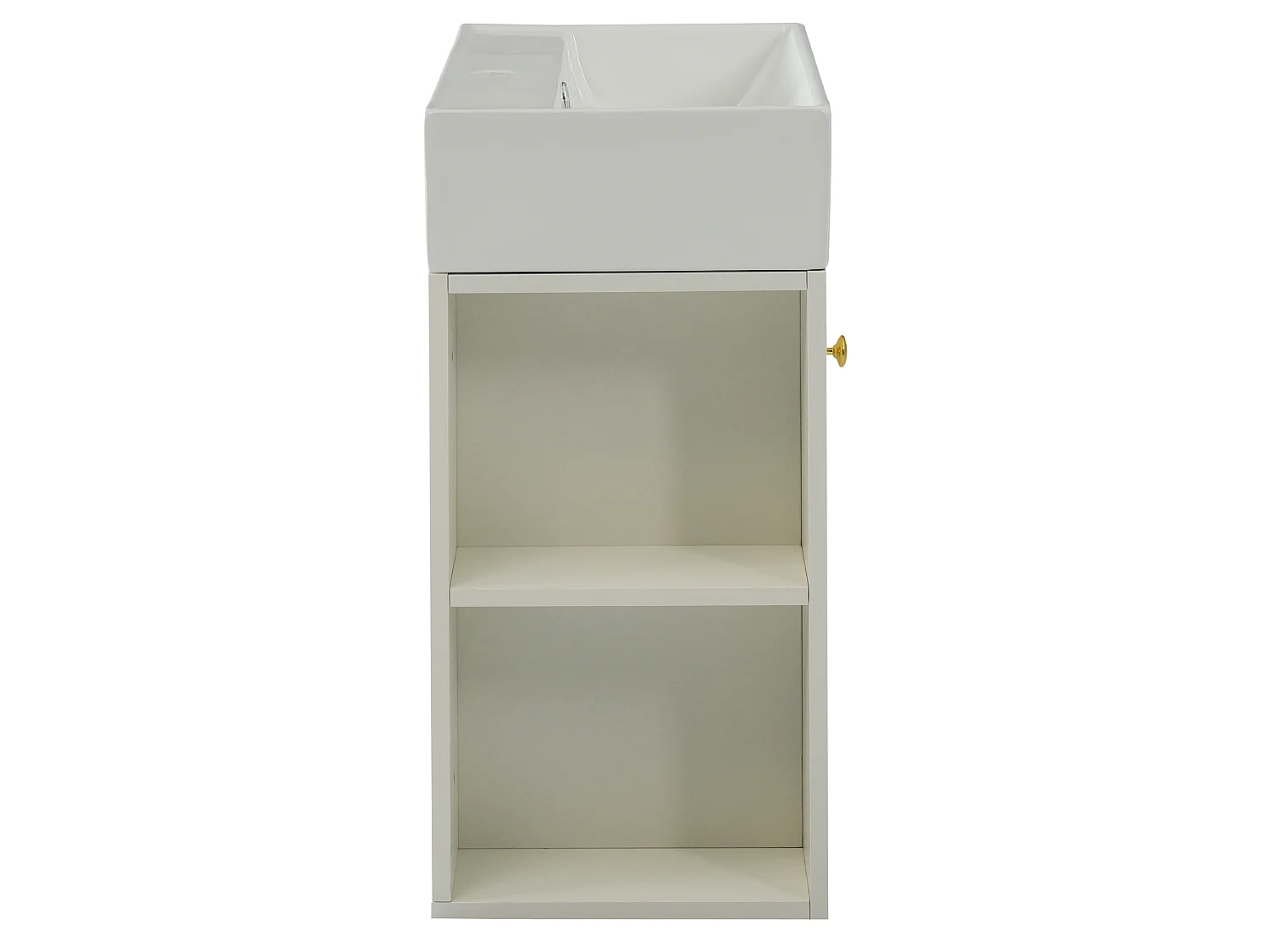 Meuble vasque blanc mural 55 cm, lavabo intégré, design moderne, gain de place pour salle de bain