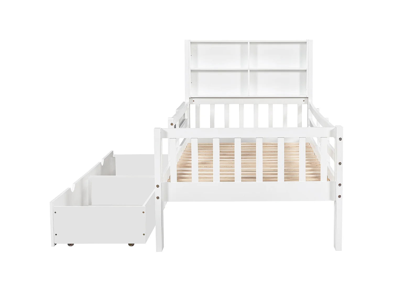 Lit pour enfant, lit pour enfant multifonction avec tiroirs et tableau noir, sans matelas, blanc, 90x200
