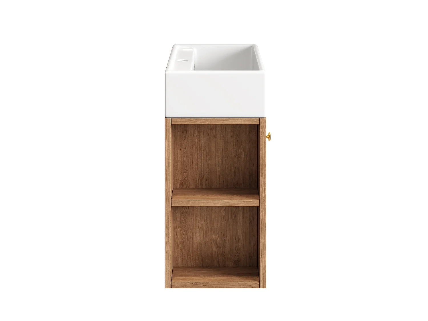 Meuble sous-vasque blanc mural rainuré, poignée invisible, design moderne, 55 cm pour SDB