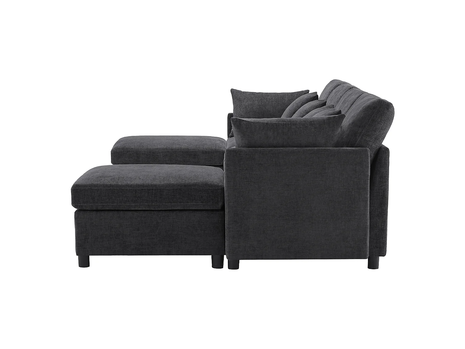 Canapé modulable U/L en chenille, avec 2 poufs et 6 coussins, ensemble salon moderne