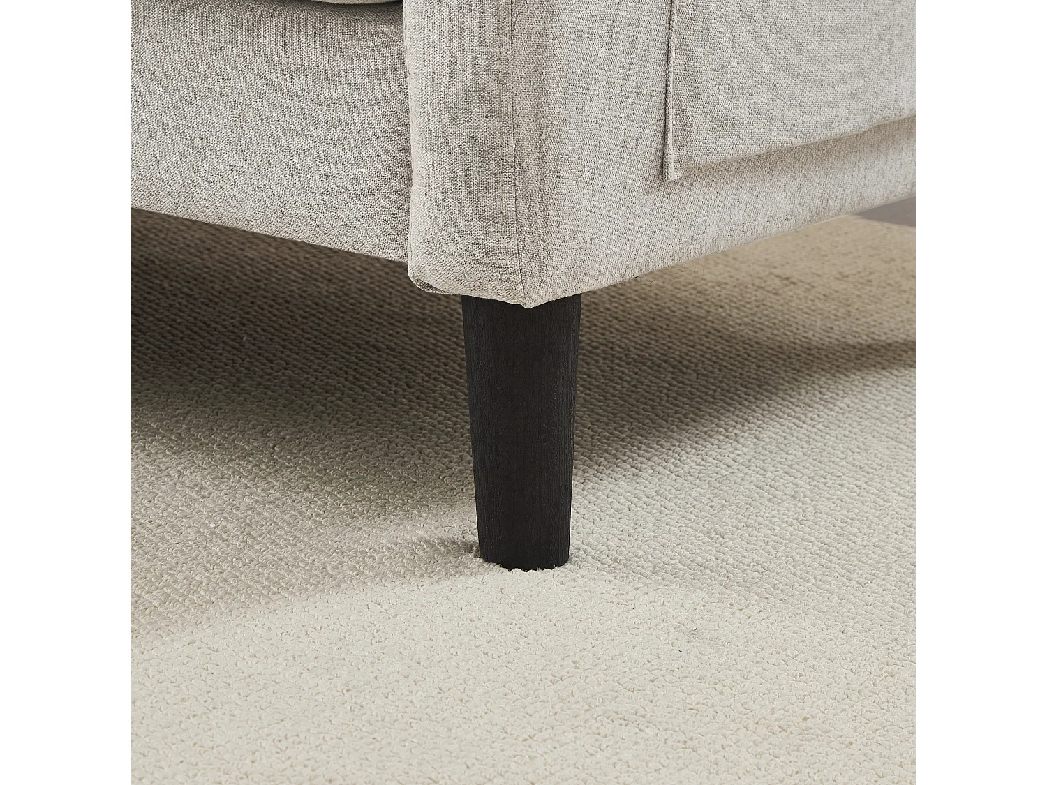 Canapé d'angle L 3 places, tissu coton et lin, méridienne, design scandinave, salon