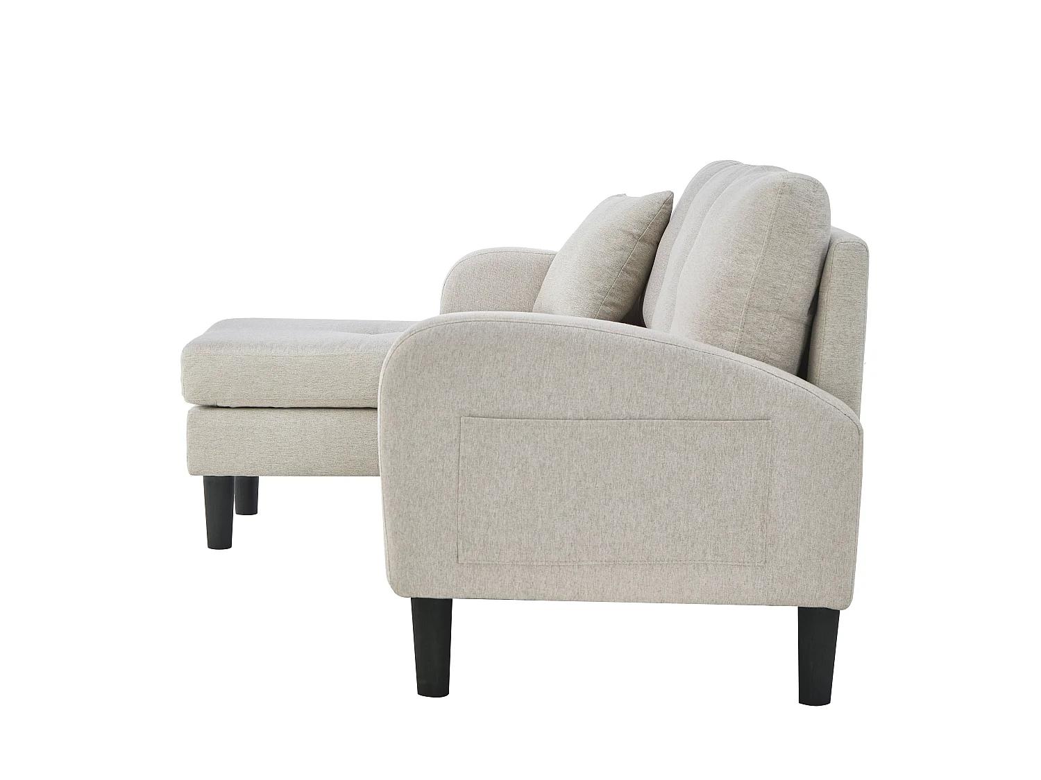Canapé d'angle L 3 places, tissu coton et lin, méridienne, design scandinave, salon