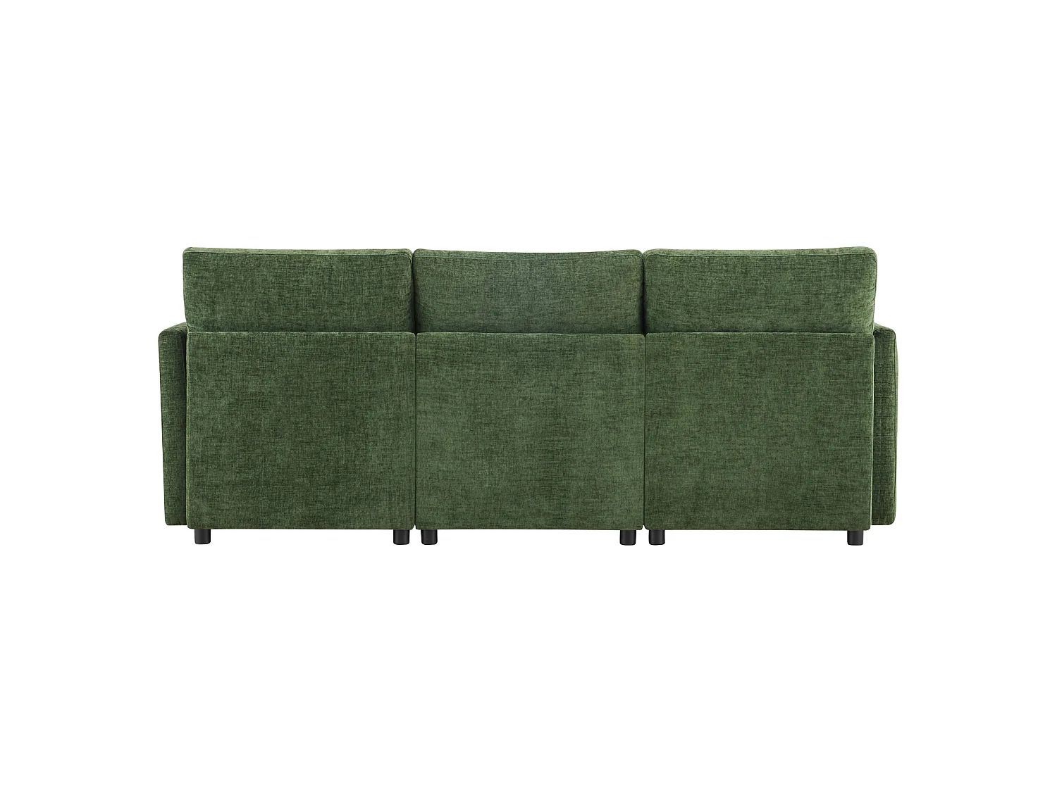 Canapé modulable L vert, pouf amovible, 4 coussins, tissu chenille, salon