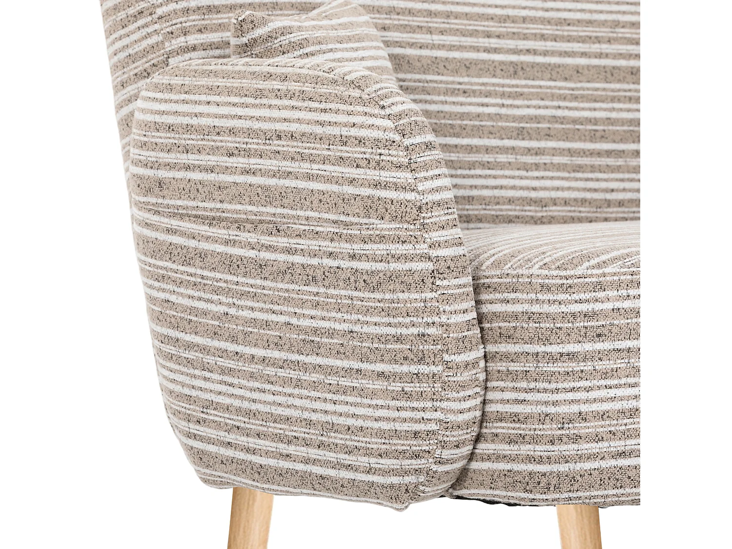 Canapé 2 places bouclé kaki, assise profonde, accoudoirs rembourrés, sac de rangement, petit espace