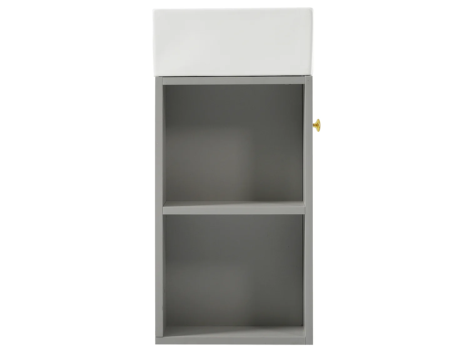 Meuble vasque gris clair mural rainuré, lavabo intégré, poignée invisible, design moderne, 55 cm