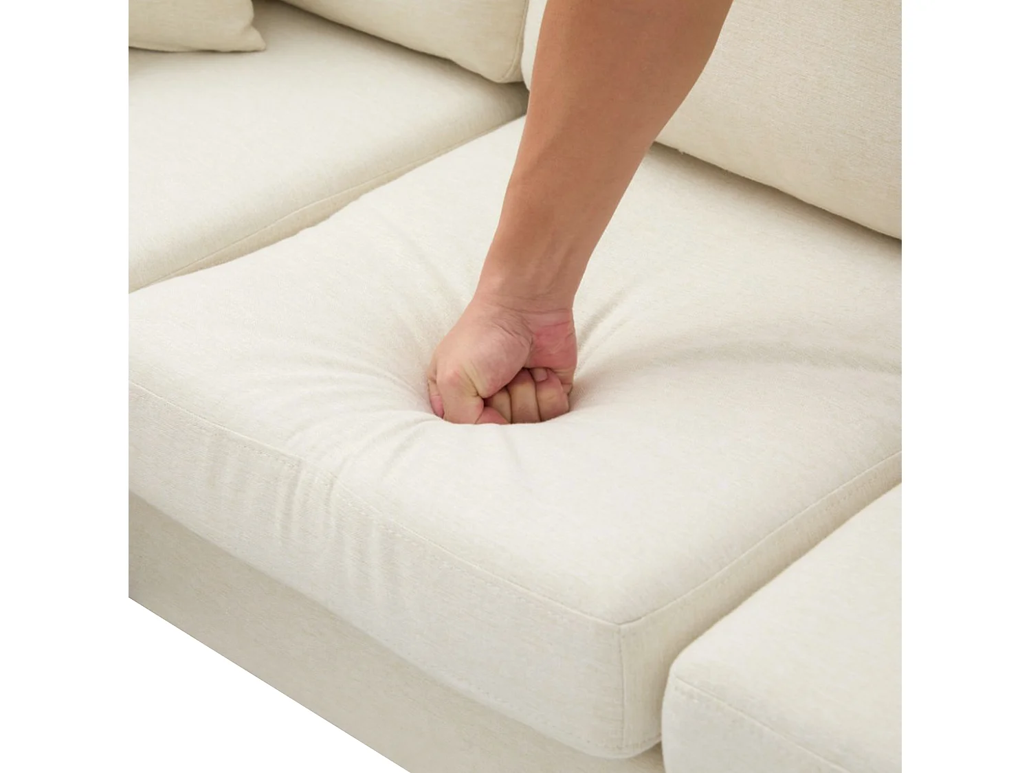 Canapé d'angle L 3 places, tissu coton et lin, méridienne, design scandinave, salon