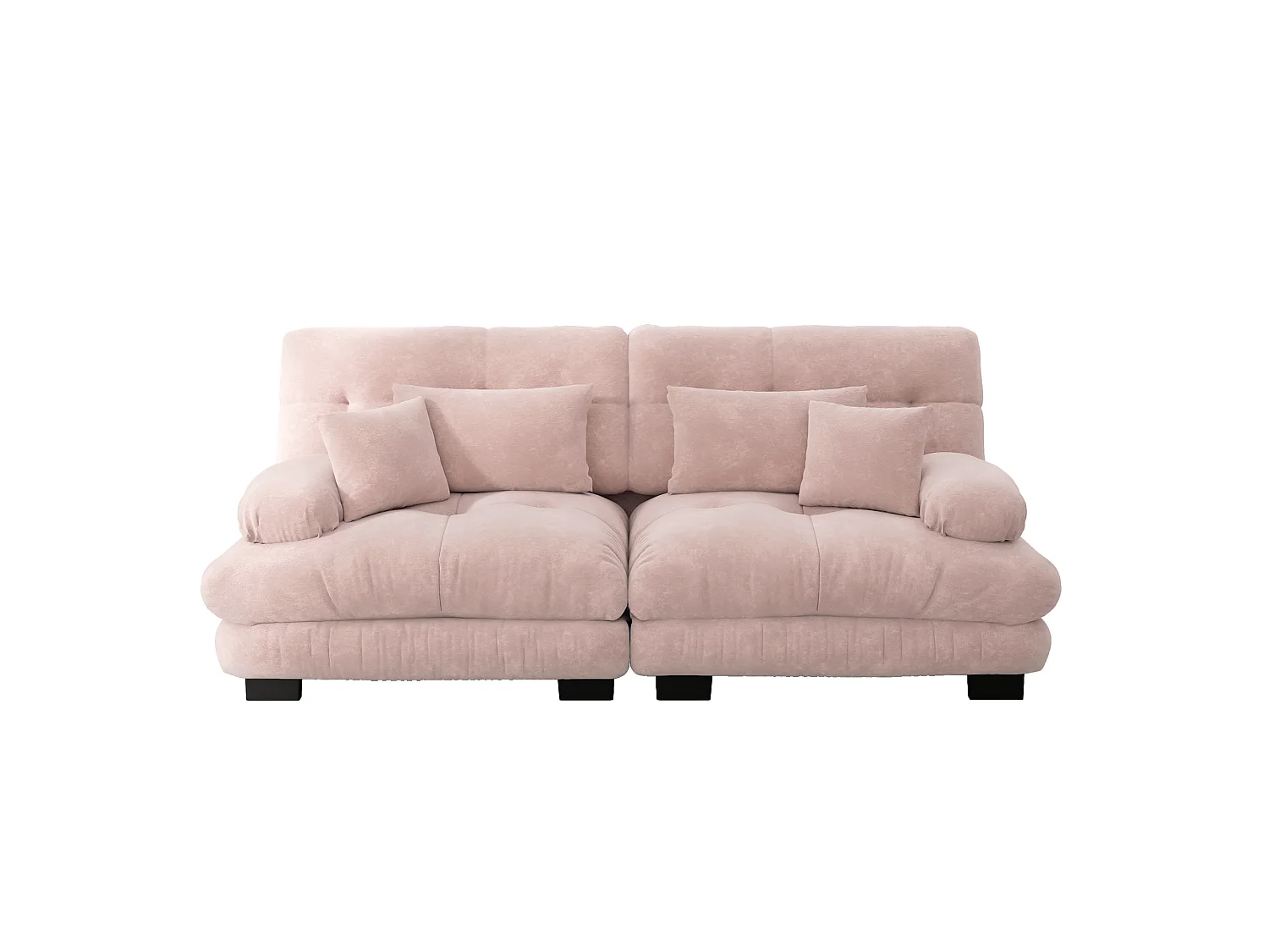 Canapé relaxation cloud rose, tissu chenille, 4 coussins inclus, assise moelleuse, salon