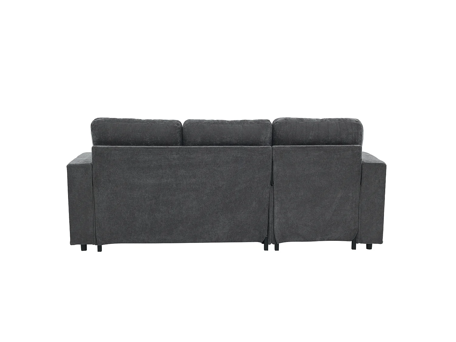 Canapé d'angle L gris en chenille, convertible, rangement latéral, 3 places, 202 x 136 cm
