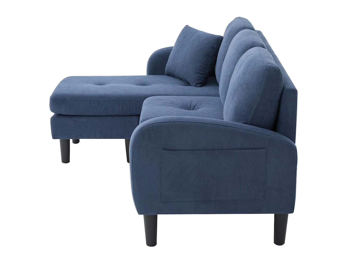 Canapé d'angle L 3 places, tissu coton et lin, méridienne, design scandinave, salon