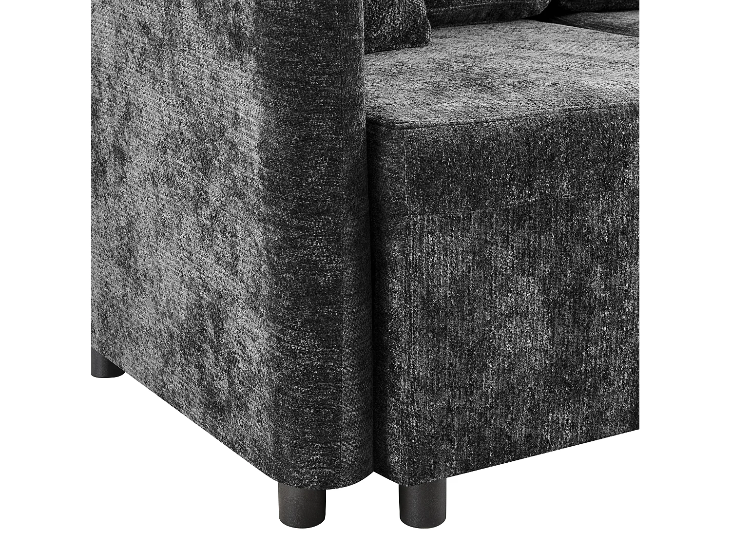 Canapé d'angle L 3 places, zone inclinable 144 cm, revêtement chenille, mousse HD, 2 coussins, salon