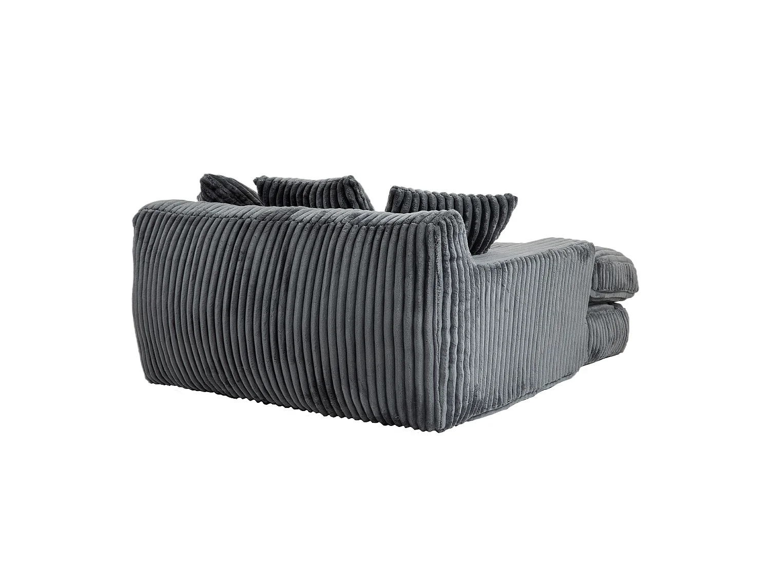 Canapé relaxation Cloud velours côtelé gris foncé, 3 coussins, assise large, design scandinave