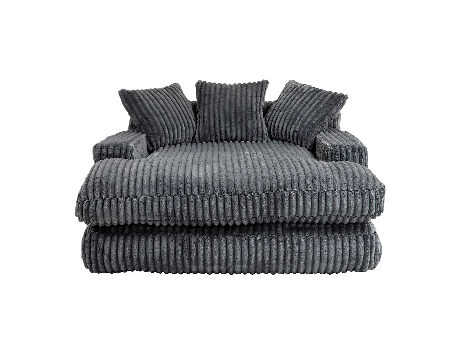 Canapé relaxation Cloud velours côtelé gris foncé, 3 coussins, assise large, design scandinave