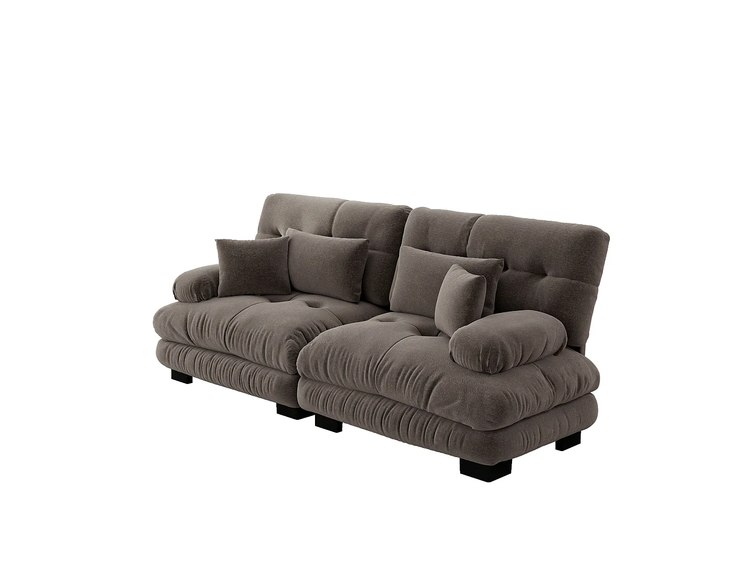 Canapé relaxation cloud marron, tissu chenille, 4 coussins inclus, assise moelleuse, salon