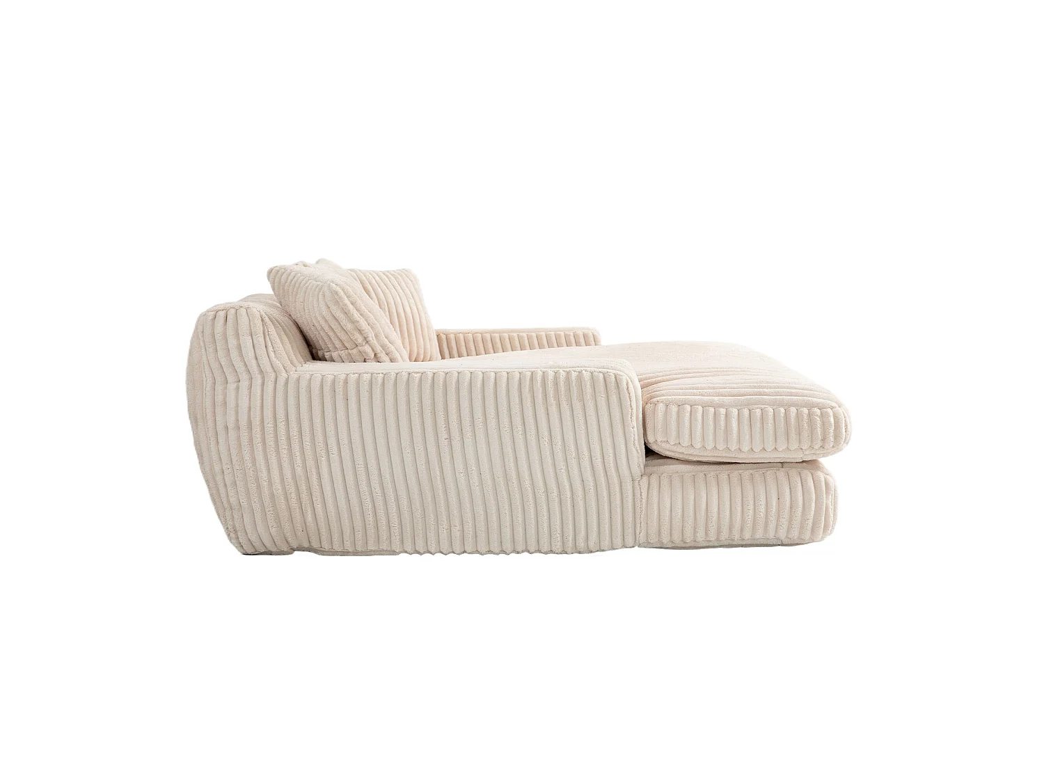 Canapé relaxation Cloud velours côtelé beige, 3 coussins, assise large, design scandinave