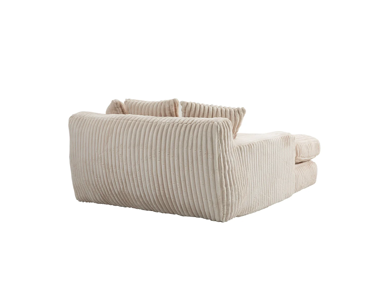 Canapé relaxation Cloud velours côtelé beige, 3 coussins, assise large, design scandinave