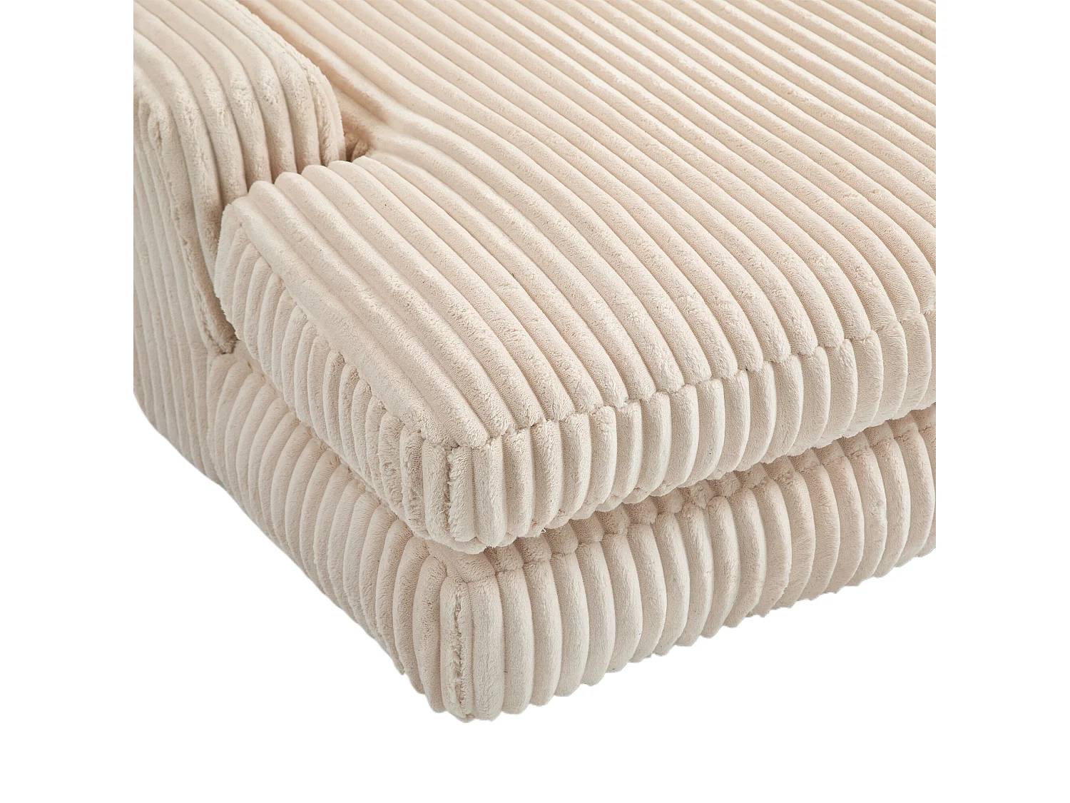 Canapé relaxation Cloud velours côtelé beige, 3 coussins, assise large, design scandinave