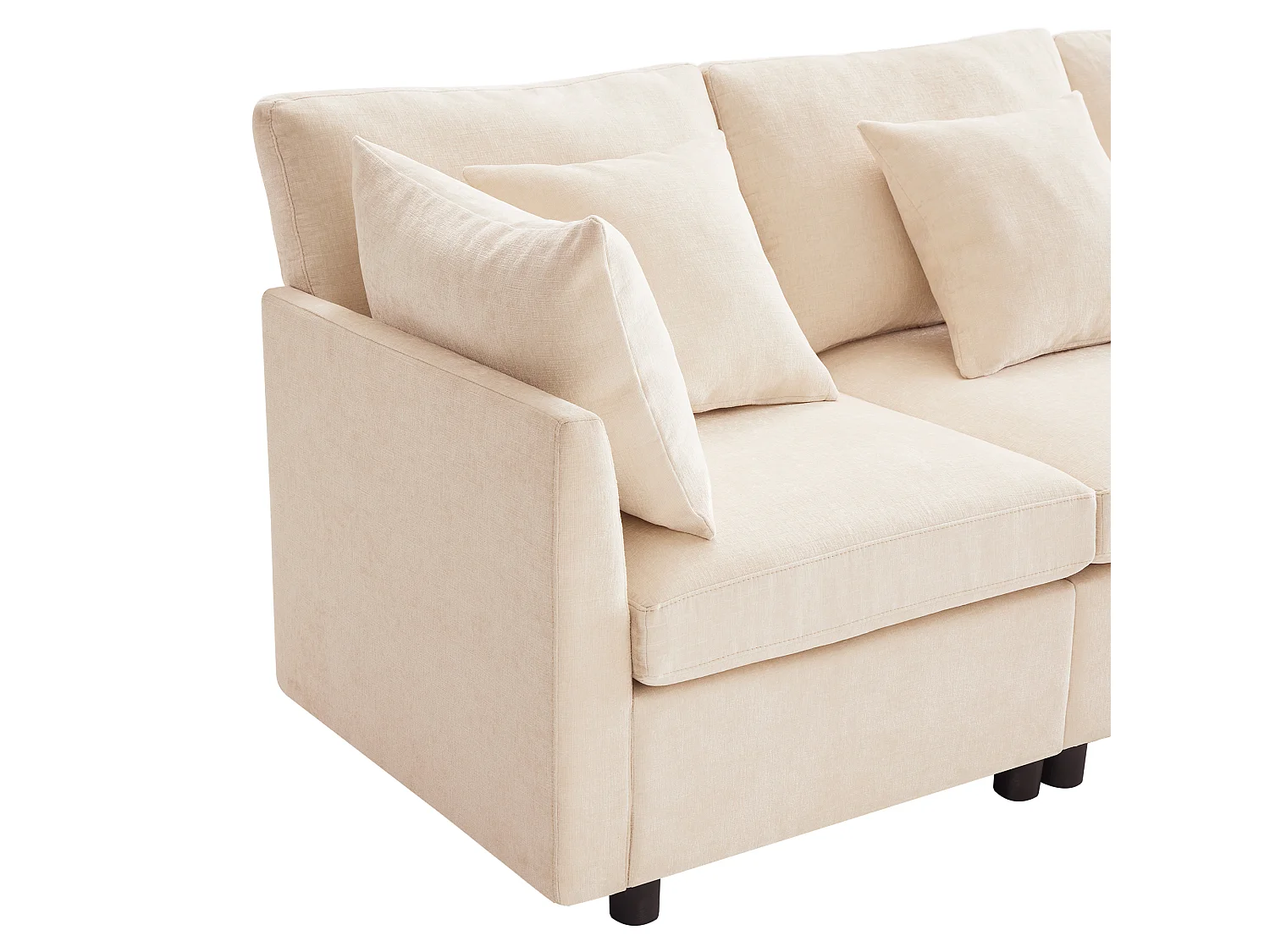Canapé modulable U/L en chenille, avec 2 poufs et 6 coussins, ensemble salon moderne