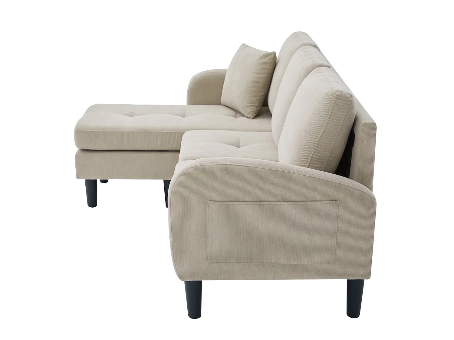 Canapé d'angle L 3 places, tissu coton et lin, méridienne, design scandinave, salon
