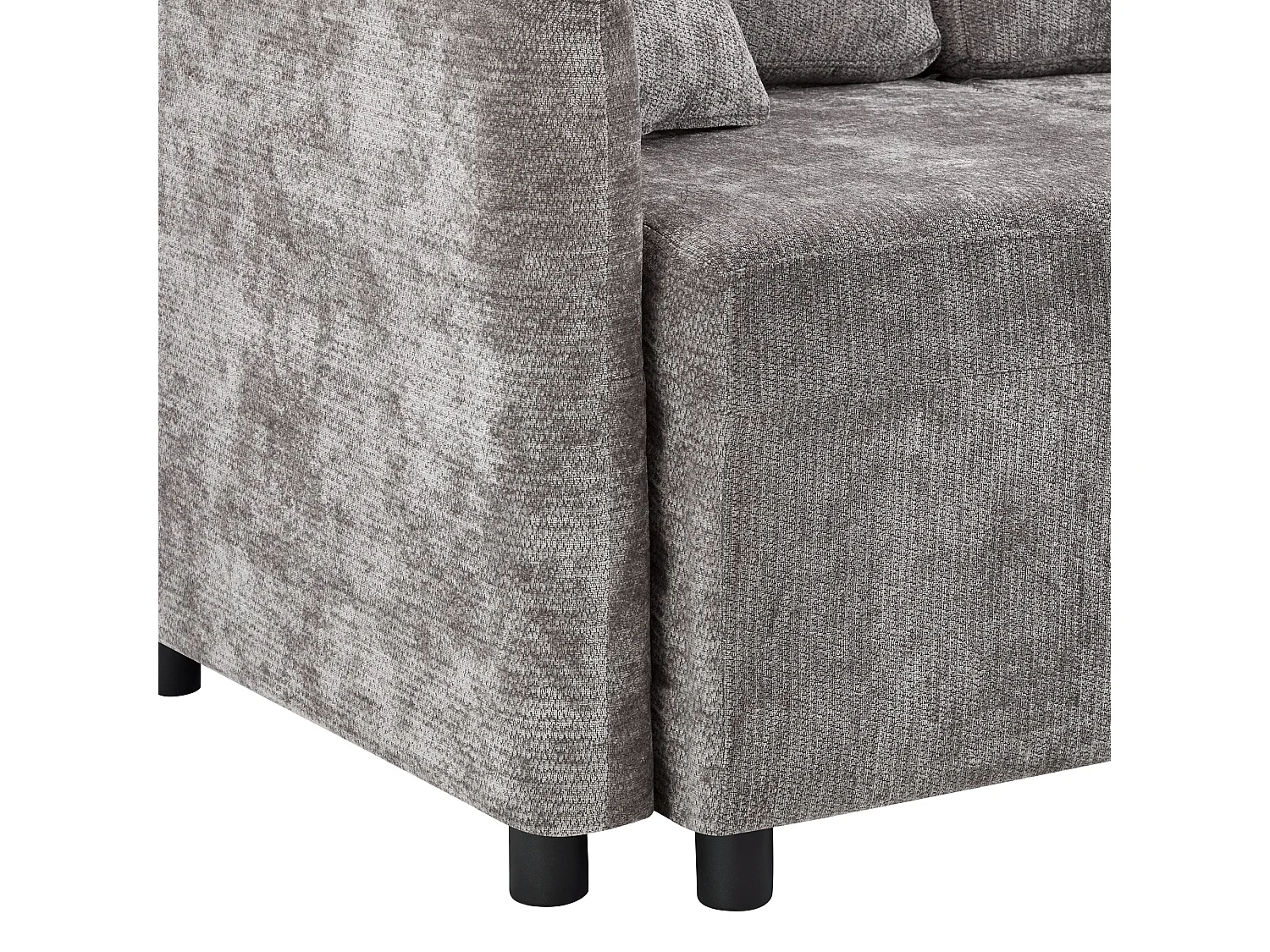 Canapé d'angle L 3 places en chenille, zone inclinable 144 cm, 2 coussins, design scandinave pour salon