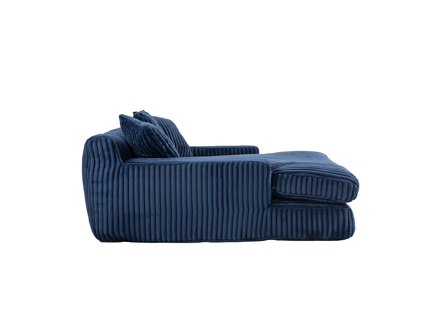 Canapé relaxation Cloud velours côtelé bleu marine, 3 coussins, assise large, design scandinave