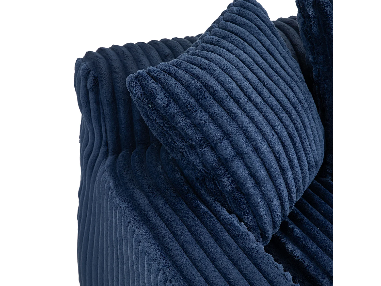 Canapé relaxation Cloud velours côtelé bleu marine, 3 coussins, assise large, design scandinave